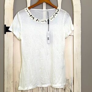 Elie Tahari Fay Jewel Embellished Knit top NWT